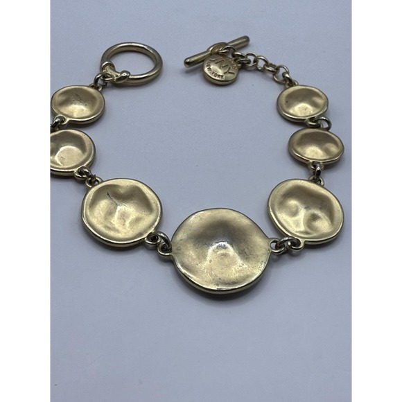 Jones New York Jewelry - Vintage Jones New York (JNY) Gold Tone Discs Toggle Bracelet - 8 Inches Long